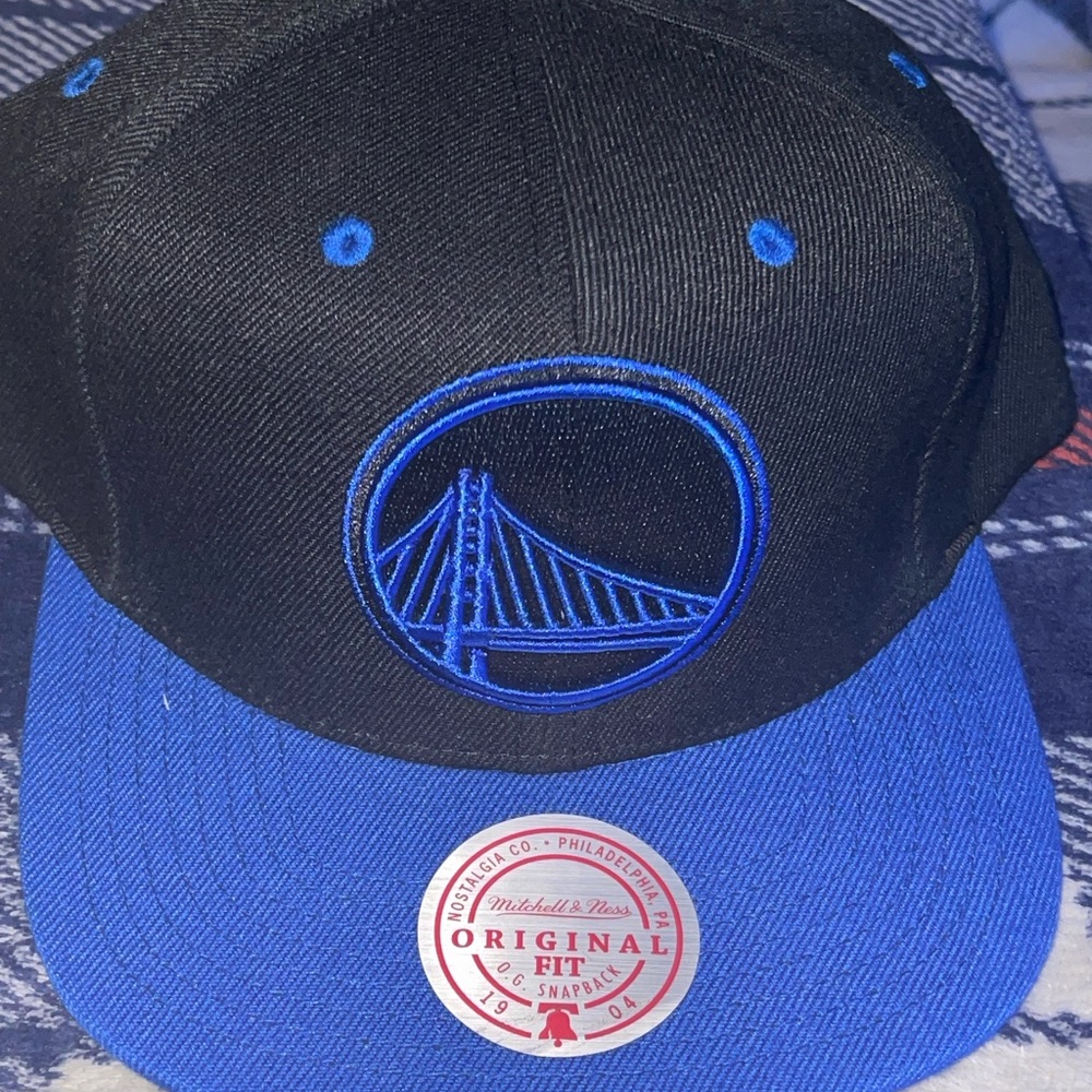 Mitchell & Ness Black and Royal Blue Embroidered Snapback
